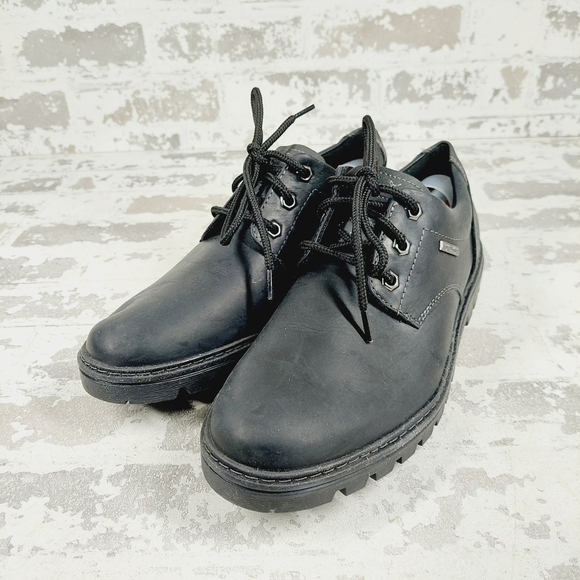 NEW Rockport Black Logo Waterproof Lace Up Casual Derby Oxfords O247 main image 8